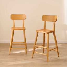 Silvester Classic Oak Bar Stool with Backrest - thumbnail 1