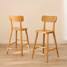 Silvester Classic Oak Bar Stool with Backrest - thumbnail 2