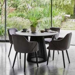 Freya Grey Velvet Armchairs - Set of 2 - Black Oak Legs - thumbnail 3