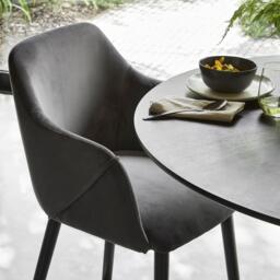 Freya Grey Velvet Armchairs - Set of 2 - Black Oak Legs - thumbnail 2