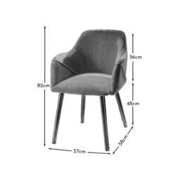 Freya Grey Velvet Armchairs - Set of 2 - Black Oak Legs - thumbnail 5