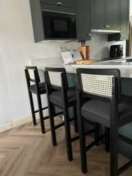 Charlie Black Cane Bar Stool - Wooden Footrest - thumbnail 2