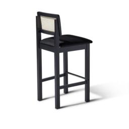 Charlie Black Cane Bar Stool - Wooden Footrest - thumbnail 6