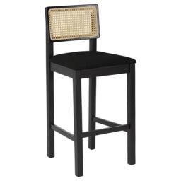 Charlie Black Cane Bar Stool - Wooden Footrest - thumbnail 5