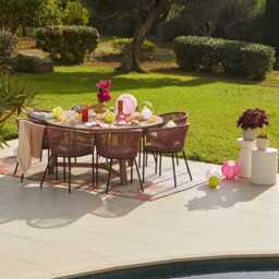 Carlotta Round Concrete Garden Side Table - Pearl Terrazzo - thumbnail 4