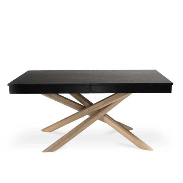 Amelia Black Wood Dining Table - Non Extendable - Whitewash Legs - image 1