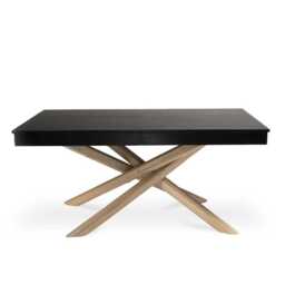 Amelia Black Wood Dining Table - Non Extendable - Whitewash Legs - thumbnail 1