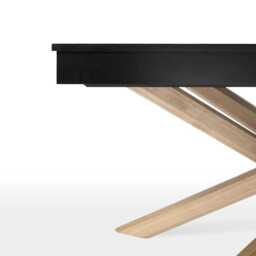 Amelia Black Wood Dining Table - Non Extendable - Whitewash Legs - thumbnail 3