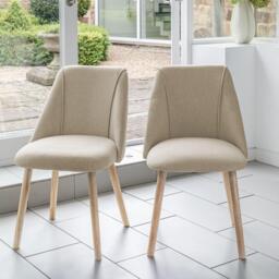 Marlon Whitewash Oak Round Dining Table Set - 4 Seater - Freya Sand Dining Chairs -  Whitewash Oak Legs - thumbnail 3