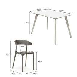 Finn 4 Seater Dining Set with Grey Chairs - 120cm - Pure White - thumbnail 6