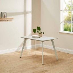 Finn 4 Seater Dining Set with Grey Chairs - 120cm - Pure White - thumbnail 4