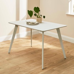 Finn 4 Seater Dining Set with Grey Chairs - 120cm - Pure White - thumbnail 2