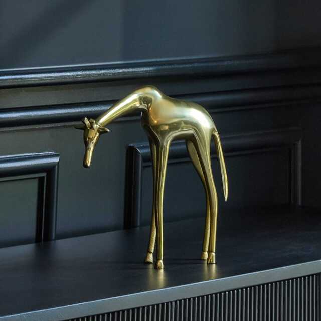 Nakuru Resting Metal Giraffe Ornament - Gold - image 1