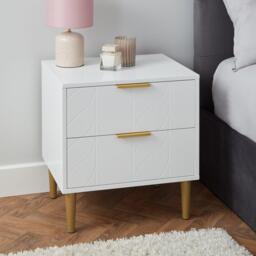 Gloria Bedside Tables - Set of 2 - White & Brass Effect - thumbnail 2