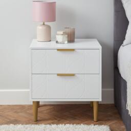 Gloria Bedside Tables - Set of 2 - White & Brass Effect - thumbnail 4
