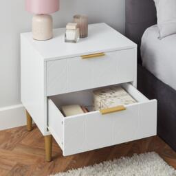 Gloria Bedside Tables - Set of 2 - White & Brass Effect - thumbnail 5