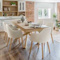 Freya Light Beige Armchairs - Set of 2 - Pale Oak Legs - thumbnail 2