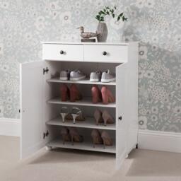 Ascot Shoe Cabinet - White Storage Cupboard - thumbnail 5