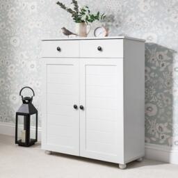 Ascot Shoe Cabinet - White Storage Cupboard - thumbnail 1
