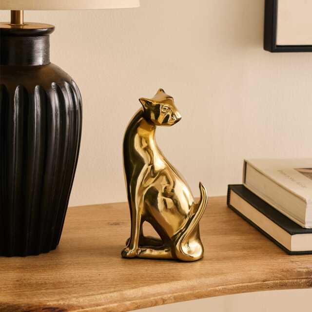 Nakuru 21cm Metal Leopard Ornament - Gold - image 1