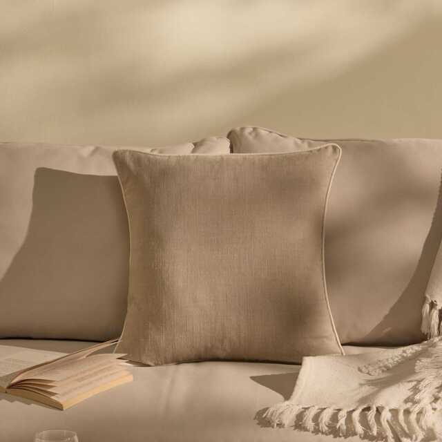 Camber 45x45cm Garden Scatter Cushion Cover - Sand with Off White Piping - image 1