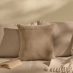Camber 45x45cm Garden Scatter Cushion Cover - Sand with Off White Piping - thumbnail 2