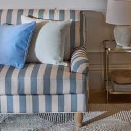 Brea 2 Seater Sofa - Blue Stripe with Whitewash Legs - thumbnail 4