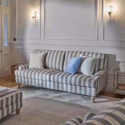 Brea 2 Seater Sofa - Blue Stripe with Whitewash Legs - thumbnail 5