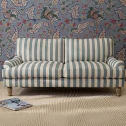 Brea 2 Seater Sofa - Blue Stripe with Whitewash Legs - thumbnail 2