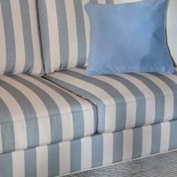 Brea 2 Seater Sofa - Blue Stripe with Whitewash Legs - thumbnail 3