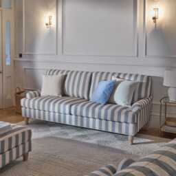 Brea 2 Seater Sofa - Blue Stripe with Whitewash Legs - thumbnail 5