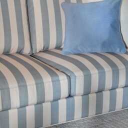 Brea 2 Seater Sofa - Blue Stripe with Whitewash Legs - thumbnail 3