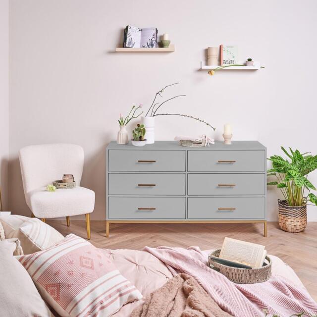 Marie 6 Drawer Chest of Drawers - Grey - image 1