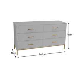 Marie 6 Drawer Chest of Drawers - Grey - thumbnail 3