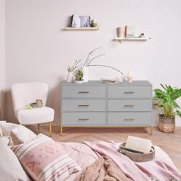 Marie 6 Drawer Chest of Drawers - Grey