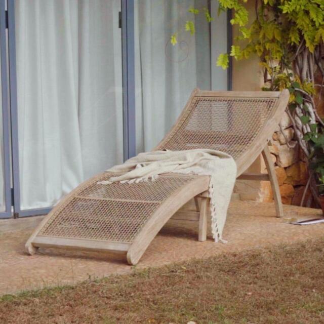 Akira Wooden Garden Rope Folding Sun Lounger - image 1