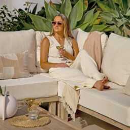 Akira 6 Seater Wooden Garden Corner Sofa with Akira Coffee Table - thumbnail 4