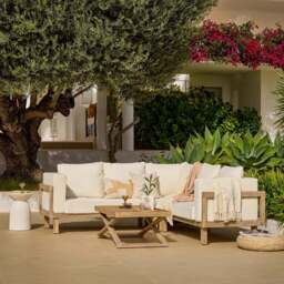 Akira 6 Seater Wooden Garden Corner Sofa with Akira Coffee Table