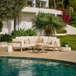 Akira 6 Seater Wooden Garden Corner Sofa with Akira Coffee Table - thumbnail 2