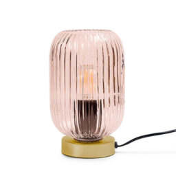 Elland 22.5cm Glass Table Lamp - Blush Pink & Gold - thumbnail 1