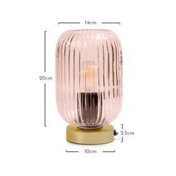 Elland 22.5cm Glass Table Lamp - Blush Pink & Gold - thumbnail 4