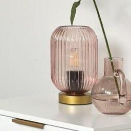 Elland 22.5cm Glass Table Lamp - Blush Pink & Gold - thumbnail 2