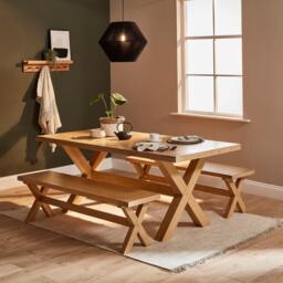 Charlotte Pale Oak Dining Table - Cross Leg - thumbnail 2