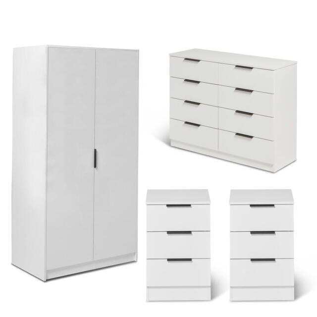 Essie 4 Piece Bedroom Set - 8 Chest of Drawers - Pure White - image 1