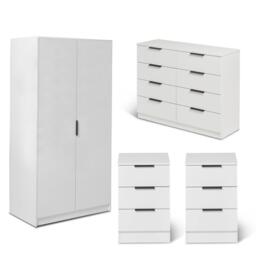 Essie 4 Piece Bedroom Set - 8 Chest of Drawers - Pure White - thumbnail 1