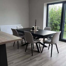 Amelia Black Dining Table Set - 6 Seater - Bella Soft Beige Dining Chairs - Black Legs - thumbnail 4