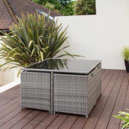 Cube 8 Seater Rattan Outdoor Dining Set - Grey Weave with Grey Cushions - thumbnail 6