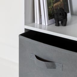Cara 6 Cube Bookcase Ladder Storage Unit - Chalk White with Grey Boxes - thumbnail 5