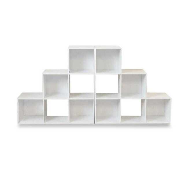 Cara 12 Cube Bookcase Ladder Storage Unit - Chalk White - Two 6 Cube Units - image 1