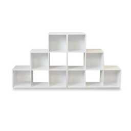 Cara 12 Cube Bookcase Ladder Storage Unit - Chalk White - Two 6 Cube Units - thumbnail 1
